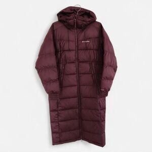 Columbia Pike Lake II Long Puffer Jacket Women XS Burgundy Omni-Heat Parka Warm